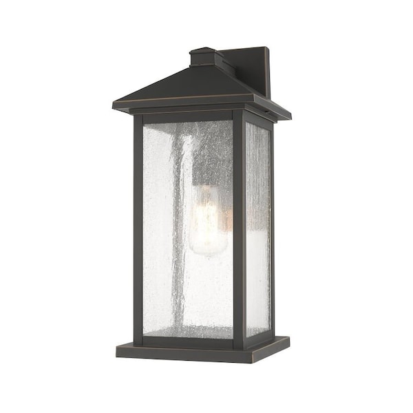 Z-Lite Portland 1 Light Outdoor Wall Sconce, Oil Rubbed Bronze And Clear Seedy 531MXL-ORB - main